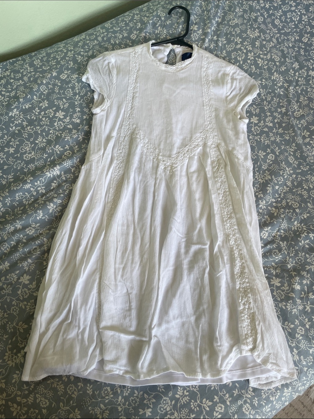 Blue Rain White Short Sleeve Babydoll Dress with Knit Collar